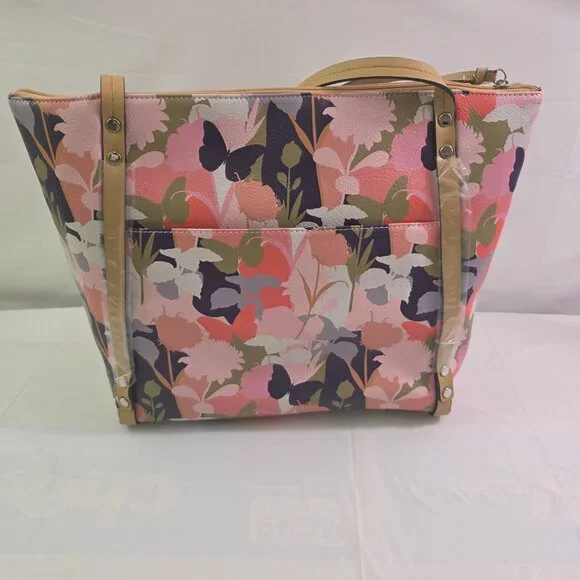 Tahari Mackenzie Vegan Leather Zipper Close Floral Butterfly Tote Bag Purse NWT - Picture 14 of 15
